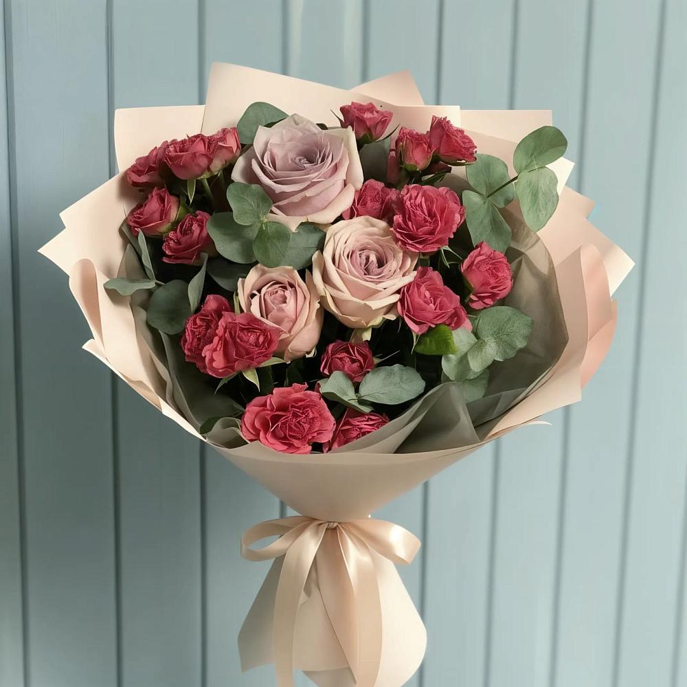 Букет цветов из: Гвоздики и Розы в Заозерном