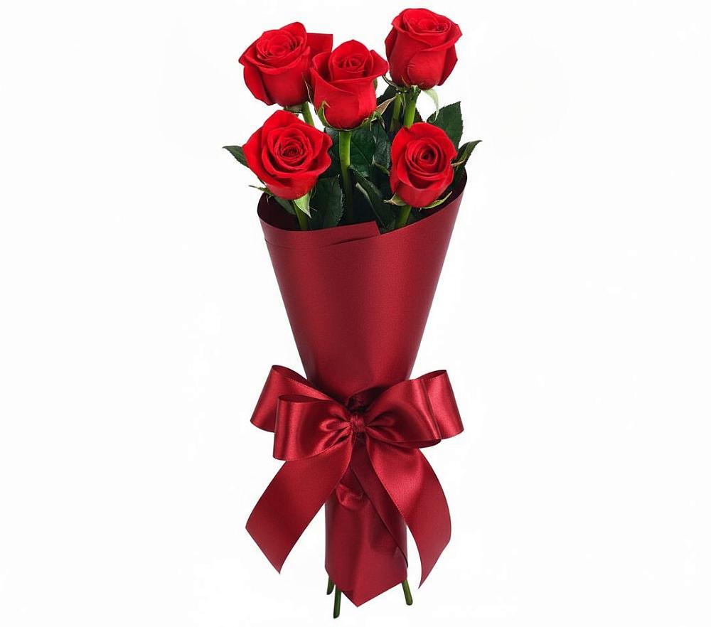 Букет 5 Красных роз Эдлесс Лав в Заозерном