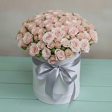 Цветочная композиция из Розы в шляпной коробке в Заозерном