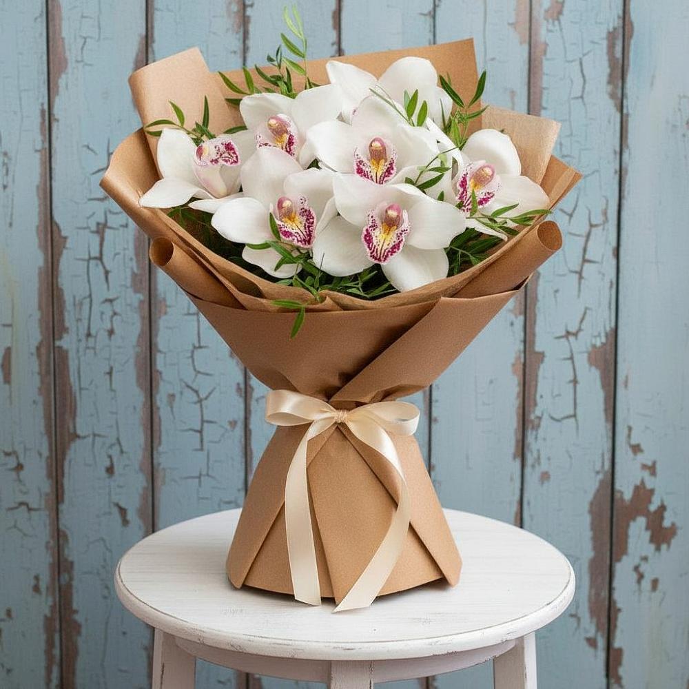 Букет цветов из: Орхидеи и Розы в Заозерном