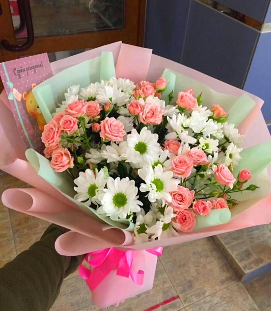 Букет цветов из: Розы и Хризантемы в Заозерном